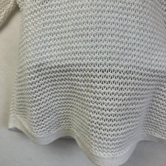 J Jill Sweater Womens M White crochet mesh knit 3/4 sleeves casual lightweight‎ - Picture 2 of 5